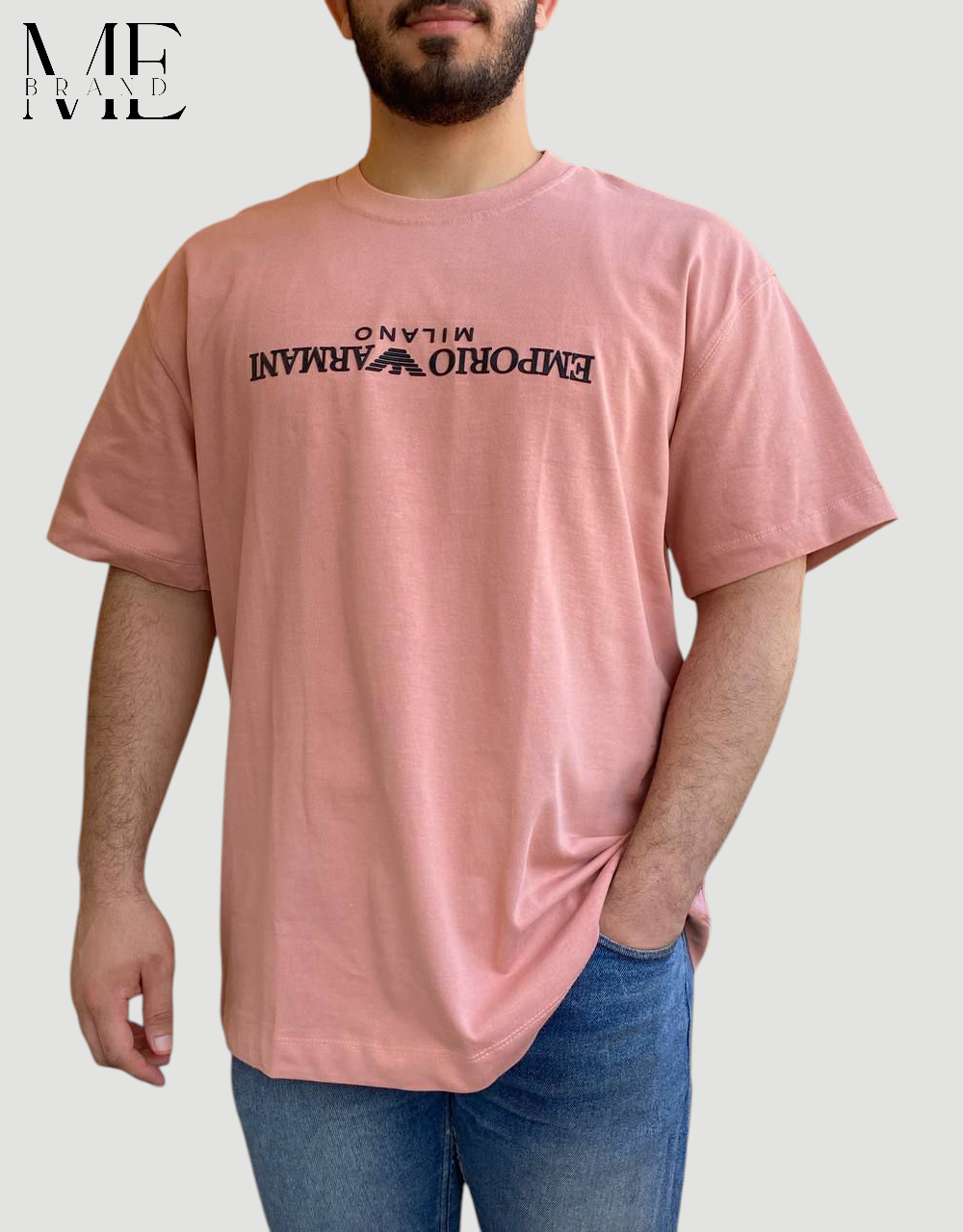 Oversized Emporio Armani Pink Cotton T-Shirt