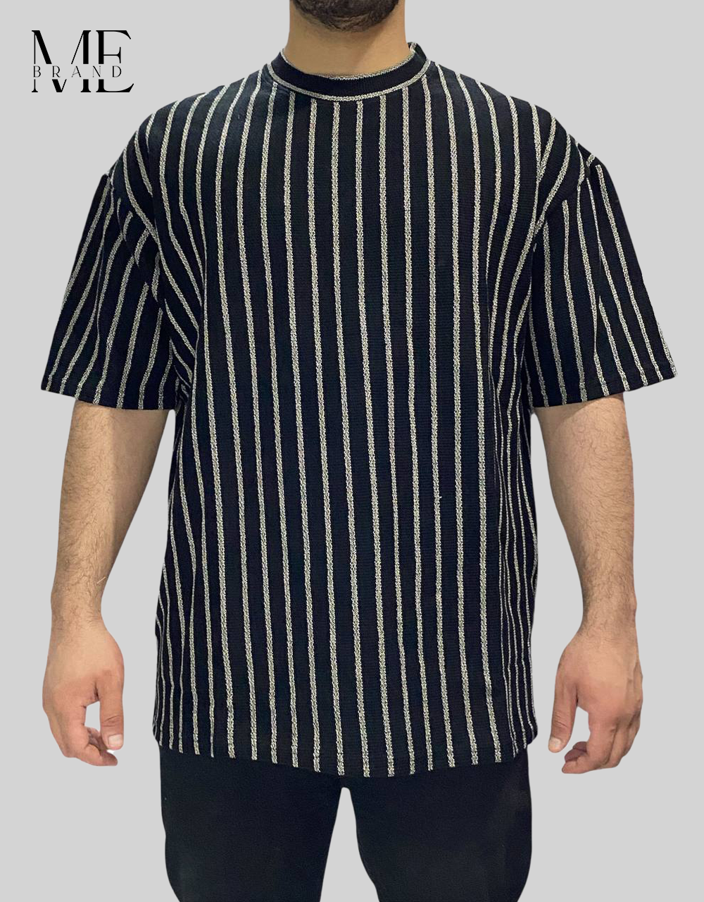 Oversized Pinstripe Black T-Shirt