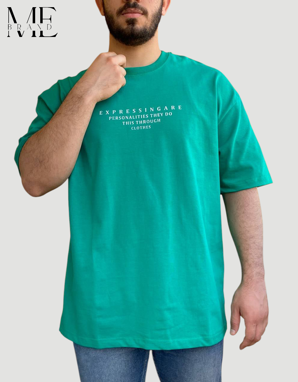 Oversized Green T-Shirt With Slogan